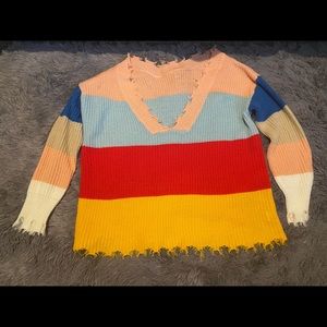 🤍 Never Worn V Neck Multi-Colored Sweater 🤍
